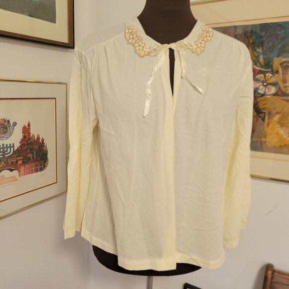 Vintage Brushed Nylon Cream bed Jacket - Picture 1 of 4